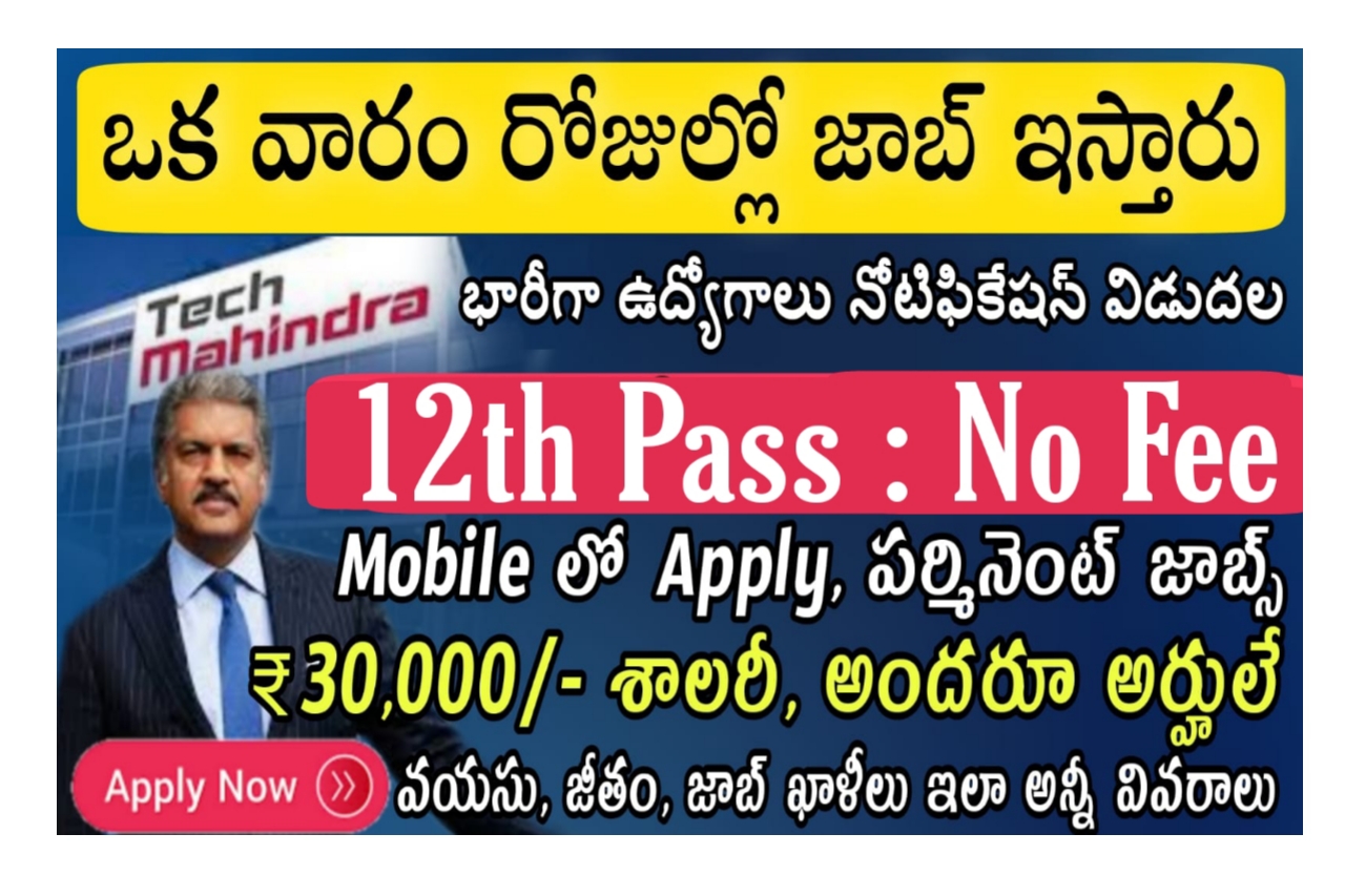 Tech Mahindra Recruitment 2023 : ప్రముఖ కంపెనీ నుండి భారీ జాబ్స్ రిక్రూట్మెంట్ విడుదల | 30,000 జీతం ఇస్తారు | Work From Home Jobs 2023 In Telugu