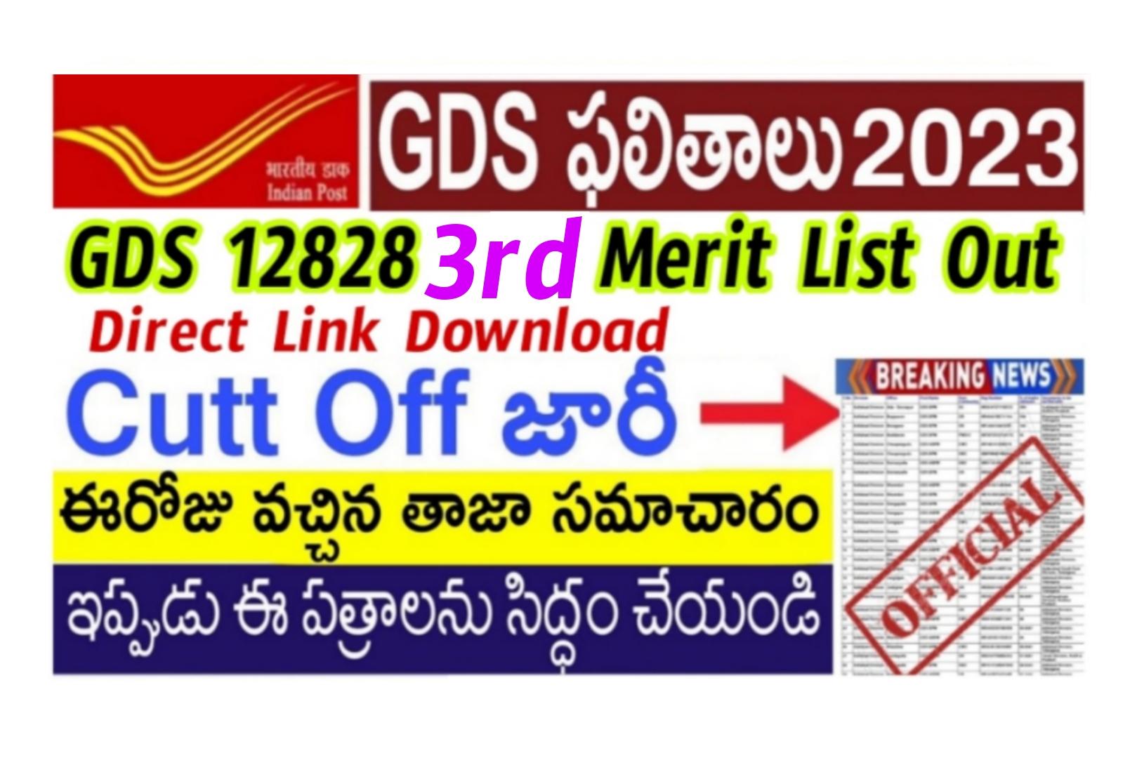 India Post Gds Result Out For Post Download Gds Rd Merit List Out In Telugu Telugu