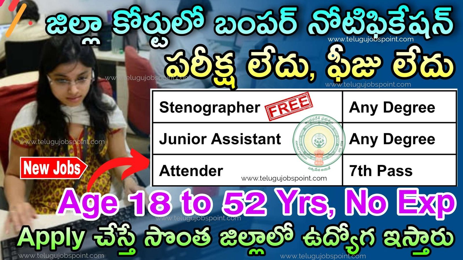 Free Jobs : 7th అర్హ‌త‌తో రాత పరీక్ష లేకుండా జిల్లా కోర్టులో ఉద్యోగాల కోసం  ఆన్‌లైన్‌లో దరఖాస్తు చేసుకోండి | District Court Recruitment 2024 Latest Attender Notification in Telugu apply online