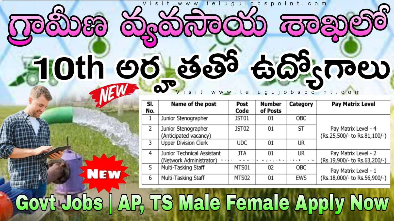 Agriculture Jobs : గ్రామీణ వ్యవసాయ శాఖలో బంపర్ నోటిఫికేషను వచ్చేసింది
