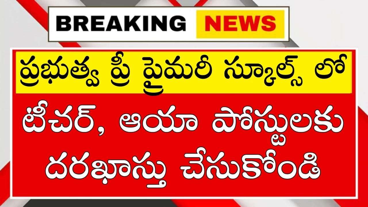 Aya Jobs : ప్రభుత్వ ప్రీ ప్రైమరీ స్కూల్స్ లో టీచర్, ఆయా పోస్టులకు వెంటనే దరఖాస్తు చేసుకోండి