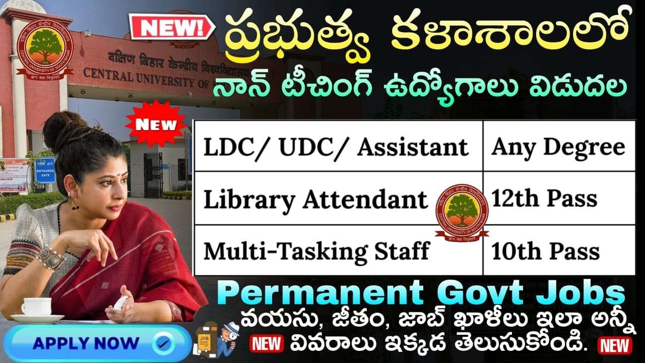 Govt Jobs : కొత్తగా ప్రభుత్వ కళాశాలలో పర్సనల్ అసిస్టెంట్, క్లర్క్, లైబ్రరీ అటెండెంట్ & MTS నోటిఫికేషన్ వచ్చేసింది  | CUSB Non Teaching Notification 2025 Apply Now