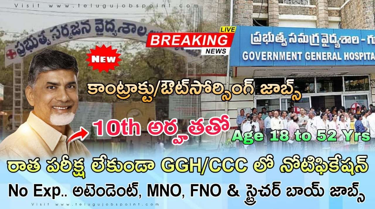 Free Jobs : రాత పరీక్ష లేకుండా 10th అర్హతతో అటెండెంట్, MNO, FNO & స్ట్రెచర్ బాయ్ ఉద్యోగుల కోసం కొత్త నోటిఫికేషన్ విడుదల| AP GGH/CCC Notification 2026 Apply Now