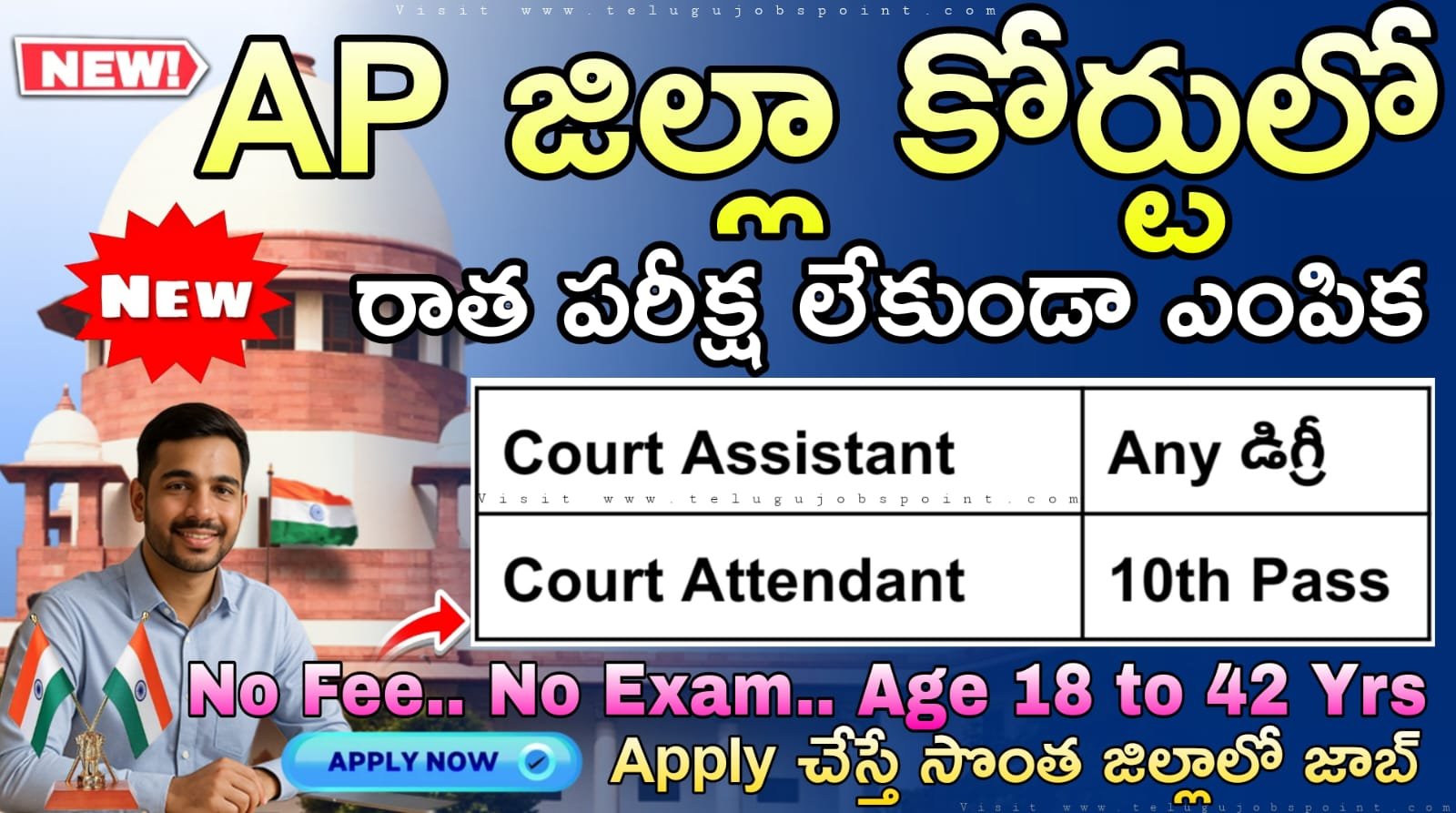 AP Court Jobs : రాత పరీక్ష లేకుండా జిల్లా కోర్టు అసిస్టెంట్ మరియు కోర్టు అటెండెంట్ నోటిఫికేషన్ వచ్చేసింది | AP District Court Recruitment 2026 Apply Now